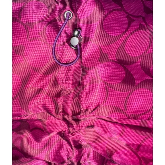 COACH Puffer Coat Womens Purple Hooded Belted Down Feather Winter Warm Sz Large - Picture 12 of 15